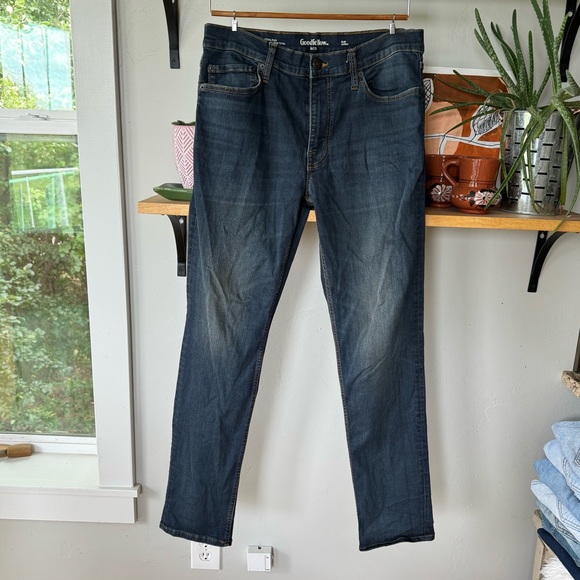 Goodfellow Dark Rinse Denim Slim Fit Straight Leg Total Flex Jeans Sz 32 x 32 - Picture 3 of 11